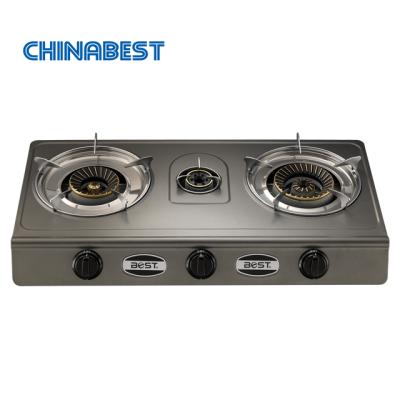 China Chinabest Good Quality 3 Burner Tabletop Gas Stove Steel High End Gas Cooker for sale