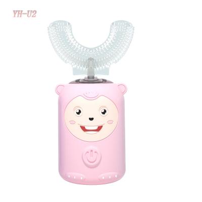 China 360 Degree Baby Silicone Sonic Battery Powered Electric Kids U Shaped Electric Toothbrush for sale