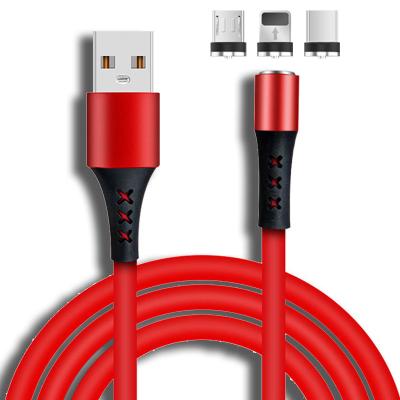 China Strong Magnetic + LED Indicator + 360Â ° Amazon Prime 360 ​​Rotation Magnetic Adsorption 3 In 1 Rotation USB Fast Charger Cable for sale