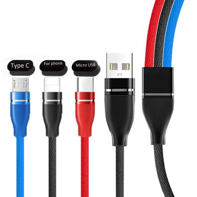 China Cheap USB Cable Free Sample Fast Charging USB 2.0 Fast Micro Micro 3 In 1 Usb Charger Nylon Charging Cables for sale