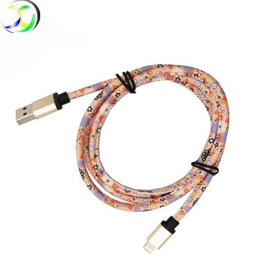 China Type-C Usb MP3/MP4 Player PU Leather 2A Charger Data Flower Printing Micro Usb 2.0 Cable for sale