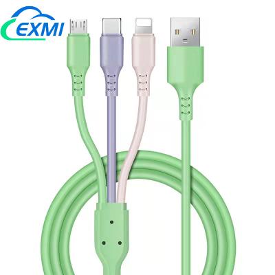 China LED light/3 in 1 USB Charger Cable Phone Type-C USB CABLE Amazon Seller Usb 2.0 3 in 1 Fast Phone Charger Charging USB Cable for sale