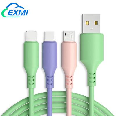 China LED Light/Silicone/3 In 1 Type-C Usb Charger Cable Phone 3 In 1 Usb Fast Cable Charger Phone Charging 3 In 1 Micro Usb C Charging Cable for sale