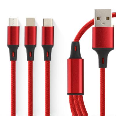 China 3 in 1 Charging 3 in 1 CableAmazon Quick Hit Cheap Phone Usb Charger Braided Cable for sale