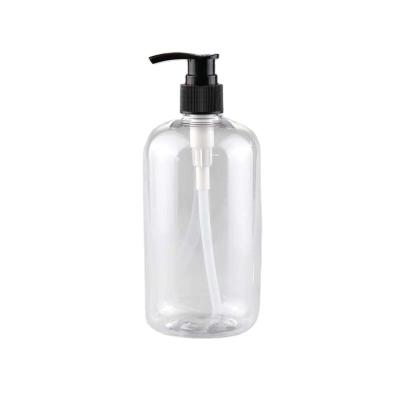 China Wholesale Round Clear Empty PET BEAUTY PACKAGING Plastic Bottles 500ml Boston With Black Lotion Pump for sale