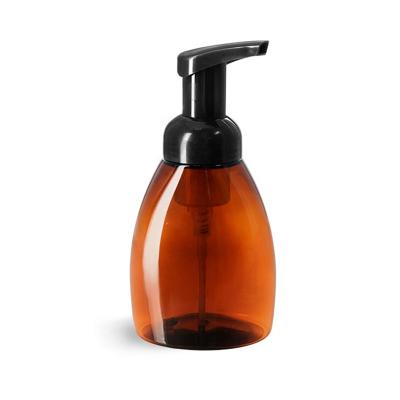 China Household Products 4oz Plastic Bottles Amber PET Bottles With Black Foamer Pumps 100ml Amber Foaming Pump for sale