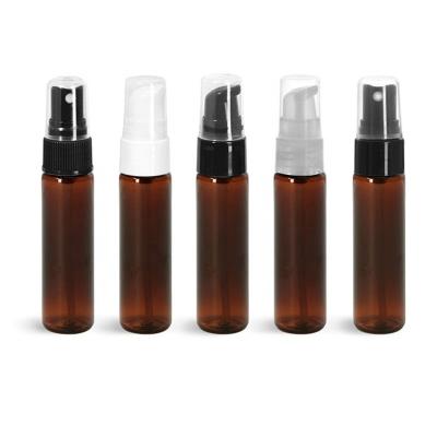 China Cosmetic Plastic Bottles 10ml Amber PET Slim Line Cylinders With Sprayers Or Pumps Sprayer Pumps for sale