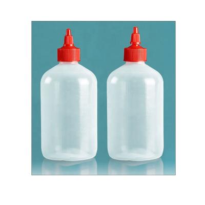 China Natural LDPE Boston Rounds 16oz Plastic Plastic Bottles With Red Twist 28-410 Top Covers 500ml LDPE Sprayer Bottle for sale