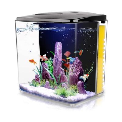 China 1.2 Gallon Single Betta Aquarium Fish Tank with LED Light and Filter Pump for sale