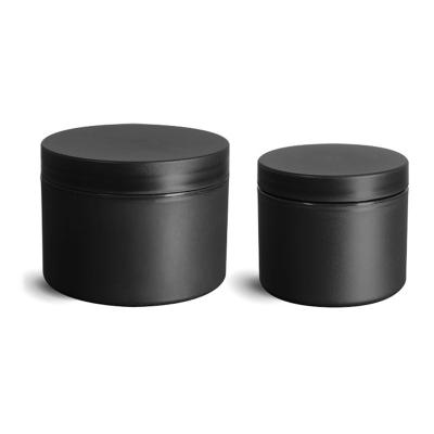 China Plain Frosted Straight Sided Black Polypropylene Pots With Black Striped Caps for sale