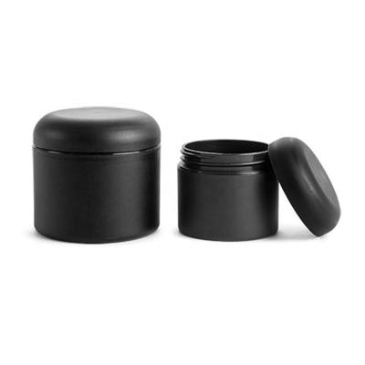 China Plain Frosted Straight Sided Black Polypropylene Jars With Black Linerless Dome Caps for sale