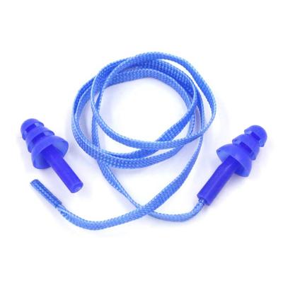 China Safety Noisy Silicon Environment Rubber Swimming Earplugs With Rope Safety Earplugs for sale