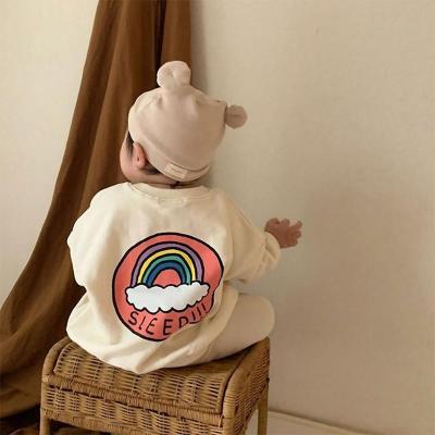 China Wholesale Custom Kids Rainbow Printing Baby Pullover Top Casual Sweatshirt Breathable for sale