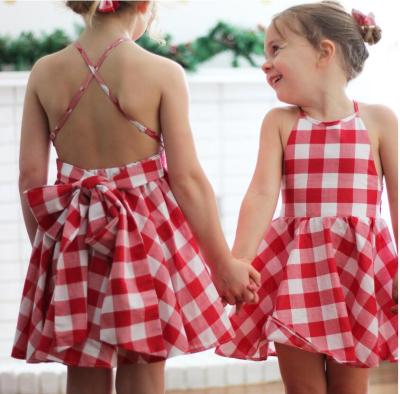 China New Breathable Baby Boutique Red Gingham Christmas Party Dress for sale