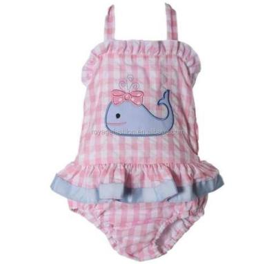 China Adorable 100% Cotton Smocked Whale Babies Swimsuit One Piece for sale