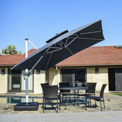 China Patio Umbrella 10ft Cantilever Patio Umbrella, Square Hanging Offset Outdoor Umbrella 360 Rotation For Market Garden Pool With Cross Base for sale