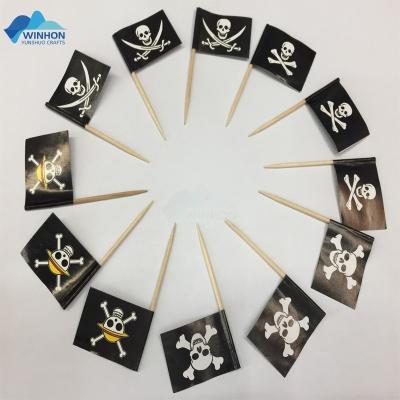 China Hotel and Resort Pirate Flag Picks Cupcake Toppers, Pirate Cocktail Picks Flags Cheese for Halloween Party, Cocktail Pirate Flag Picks for sale