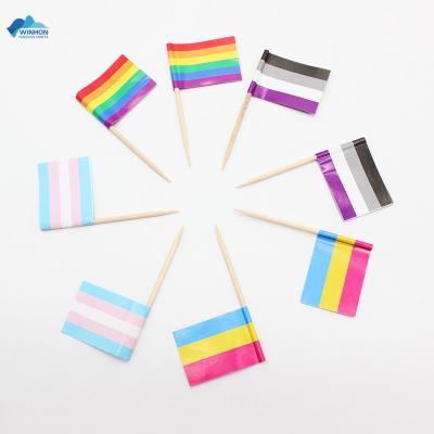 China Healthcare Institute LGBT Rainbow Gay Pride Toothpick Flags Cake Fruit Topper For Parties Mini Flag Toothpicks Appetizer Fruit Picks For Event Party for sale