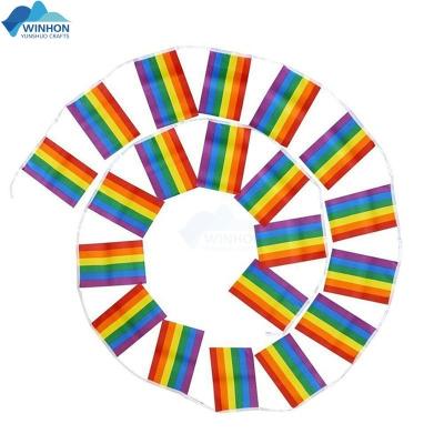 China Wholesale14*21cm Advertising Pennant String Pride Gay Lesbian Rainbow Polyester Flag Flags Banners Outdoor Hanging Polyester Material for sale