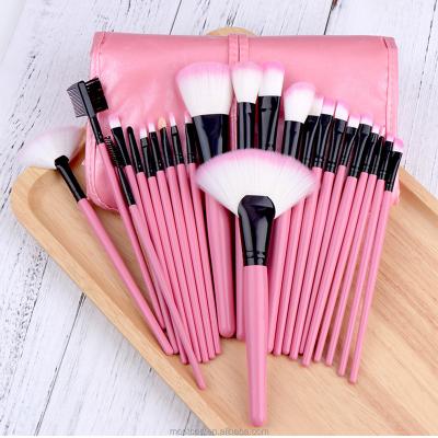 China Luxury Hair Makeup Fibrous Set Brush 24 Pieces Makeup Brushes Eco Plastic Handle Custom Logo Rose Makeup Set Brushes for sale