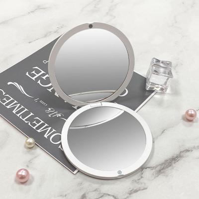 China Custom Wholesale Plastic Lighted Makeup Mirror Logo Private Label Pocket Mirror Hand Makeup Mirror Beauty Tools for sale