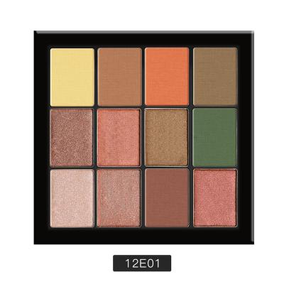 China Waterproof In Travel Stock Makeup 12 Colors Shimmer Eyeshadow Palette Mini Vegan Eyeshadow for sale