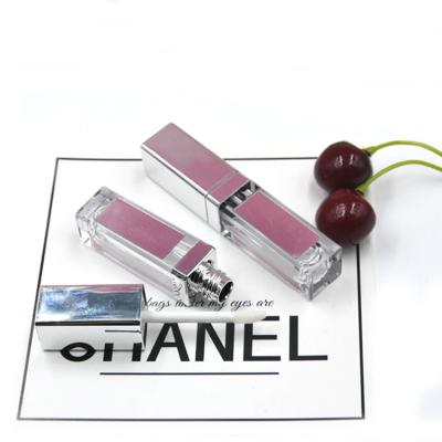 China Custom Logo Empty Square Lipgloss Container Cosmetic Hard Clear Plastic Tube With Mirror for sale