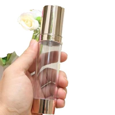 China Hot Selling Makeup Gold 50ml Cosmetic Airless Bottle Cosmetic Base Bottle Plastic Package For Lady for sale