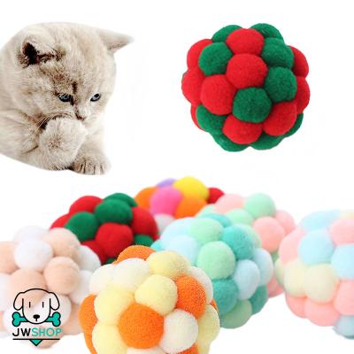 China Cute Toy 4cm/5.5cm Viable Funny Pet Bell Cat Chew Teeth Cleaning Toy Plush Balls Faux Feather Cat Interactive Toys Fashion Creative for sale