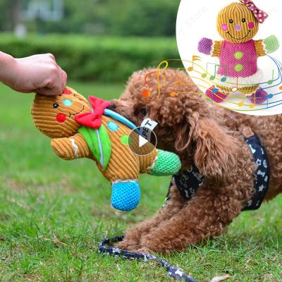 China Large Gingerbread Man Cartoon Christmas Gift BToy Lifelike Plush Toy Healthy Interactive Dog Toy Pet Supplies Christmas Gift For Dog for sale