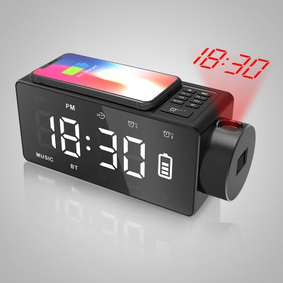 China PORTABLE Stereo Wireless Charging New Creative Bedside Projection Clocks Smart Speaker (S91) for sale