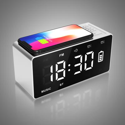 China Wireless Qi Speaker BT Wireless Charging Alarm Clock with AUX Music Player. FM radio TF (S91) for sale