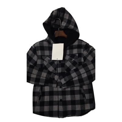 China 100% Anti-wrinkle SHERPA COTTON BOYS PLAID SHIRT STRIKING HOODED JACKET for sale