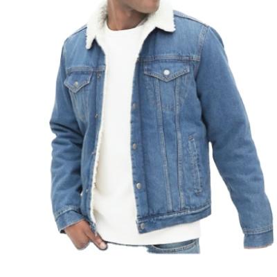 China Custom Logo Jackette For Male Cowboy Waterproof Sherpa Denim Jacket Shear Stripe Vintage Mens Jacket for sale