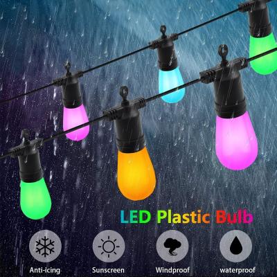 China Outdoor waterproof ip65 remote control s14 string light holiday integrated bulb festival decoration rgb led holiday string light for sale