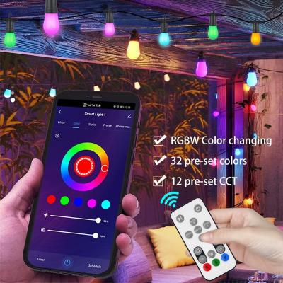 China String Holiday Light Integrated CCT + RGB LED Ball String Light Bulb Waterproof Wifi APP Control IP65 PC Lights Christmas for sale