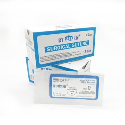 China / Silk non-absorbable suture with needle \ needleless \ suture surgical needles includes round bodied cut \ curved for sale