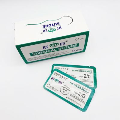 China Safety Sutures Medical Disposable Polyester Surgical Suture With Needle Non-absorbable for sale