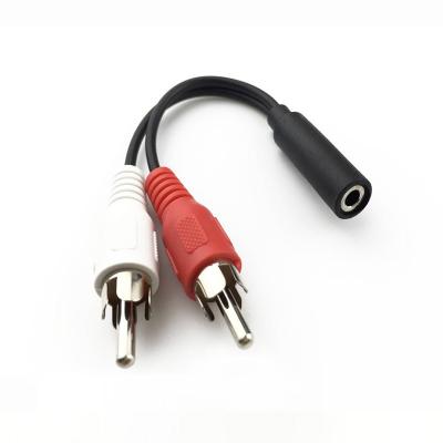 China Speaker gold plated 3.5mm female to aux stereo audio cable. 2 RCA Male One Point Two Voice Line AV Cable For Computer Speaker for sale