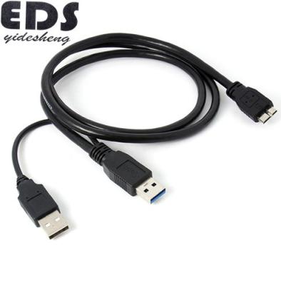 China COMPUTER 0.5m High Speed ​​Dual USB 3.0 A Male To Micro B Y Cable Motion Hard Drive Cable Black for sale