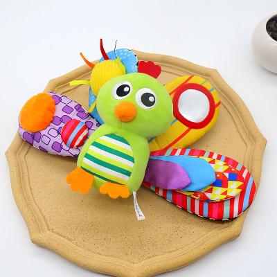 China AUGLEKA Hot Sale Newborn Infant Stuffed Hanging Toy Eco-Friendly Peacock Baby Doll Plush Development Handle for Baby for sale