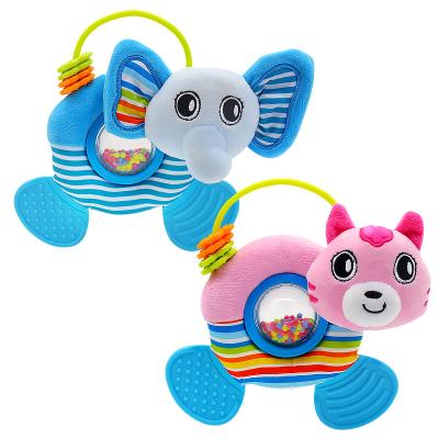 China Baby Accompany AUGLEKA Wholesale Custom Plush Hanging Teether Interactive Toys Newborn Birthday Gifts Stuffed Plush Rattles Toy for sale