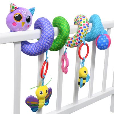 China Early Education AUGLEKA Owl Hanging Toys 2021 for Stroller Hutch Bar Cradle Car Seat Spiral Movable with Plush Toy and Teether for sale