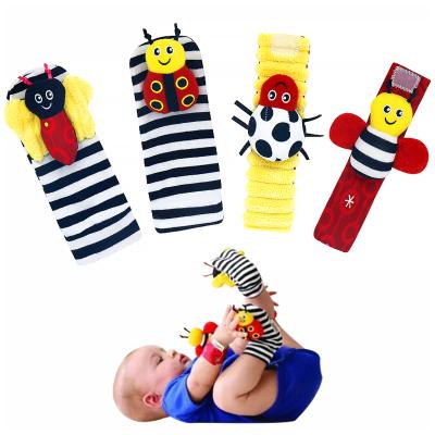 China Eco-Friendly Baby Kids Infant Socks Rattle Toys Wrist Rattle And Foot Bumps 0~24 Months Educational Wrist Rattle Toy Baby Watch With Socks for sale