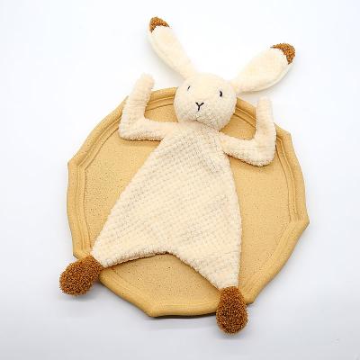 China Calming Toys Educational Custom Toys Kids Amazon Comforting Towel Plush Rabbit Baby Animal Head Sleep Quilt for sale