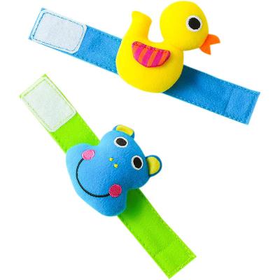 China Eco-Friendly Baby Toys 0-12 Months Rattles For Newborn Baby Stuffed Toys Cartoon Plush Rattles Hand Strap Infant Bells Educational Toys for sale