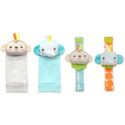 China Eco-Friendly Baby Infant Kids Bumps Wrist Rattle Set Plush Toys Foot Bumps 0~24 Months for sale