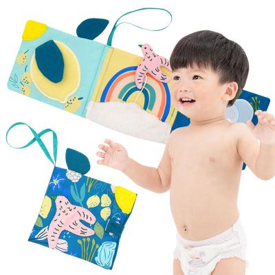 China Soft Non-Toxic Early Cloth Baby Cloth Books Education Toys Activity Fold Cloth Book For Toddler Infants With Mirror for sale