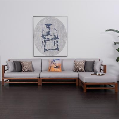 China Sectional Sofa Chinese style solid wood frame sofa set /wood furniture armrest sofa for sale