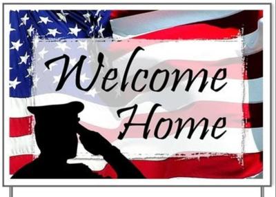 China Full Color Military Welcome Home Coroplast Yard Sign 500g/M2 Fire Retardant for sale